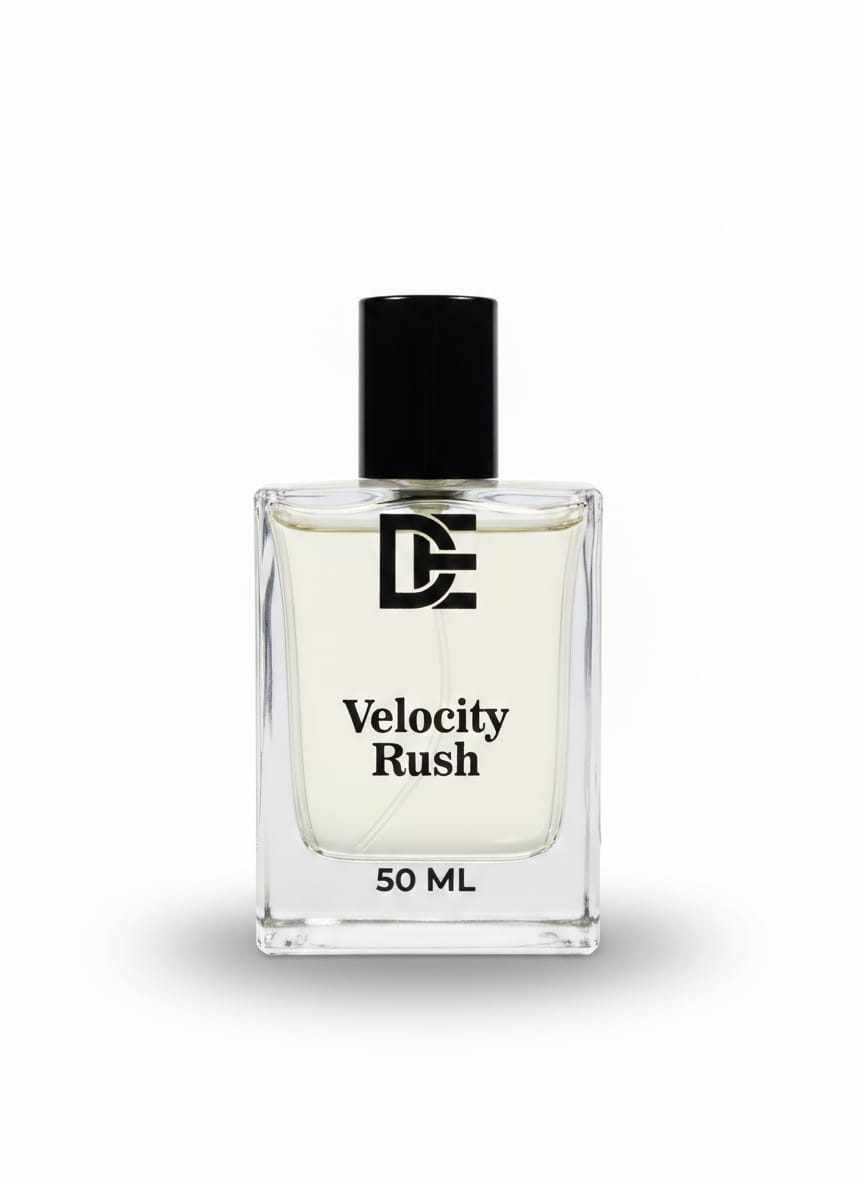 Dasht Essence Velocity Rush perfume bottle, a long-lasting fragrance for men inspired by Janan Sports with fresh, woody, and sporty accords