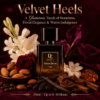 Velvet Heels Fragrance Character Image by Dasht Essence with vanilla, floral, cacao and amber notes